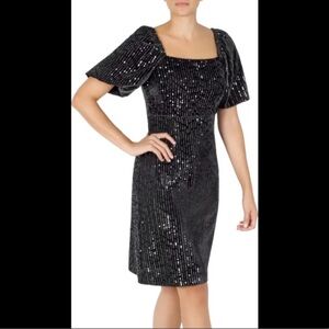 JULIA JORDAN Puff Sleeve Empire Waist Velvet Dress size 12 Made in Siri LANKA